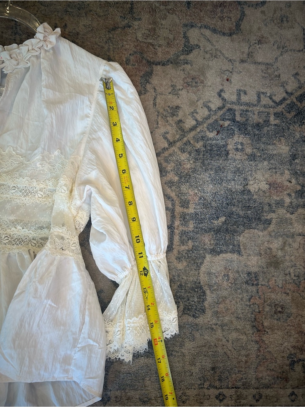 Free People Intimately NWT Forever Young Bed Jacket Cream Lace-Trim Peasant Top - Picture 6 of 7